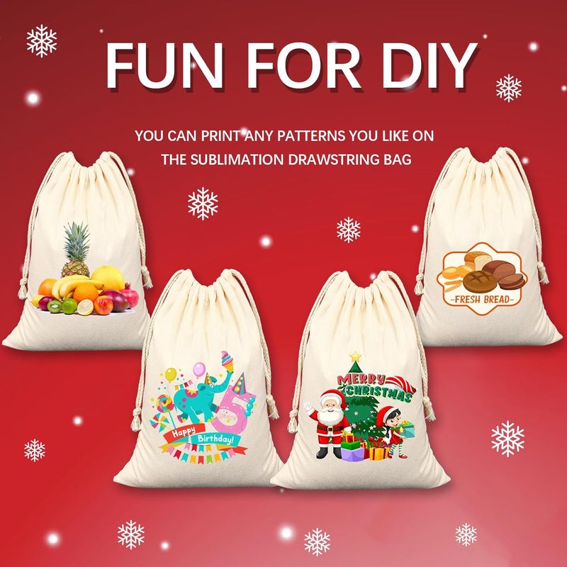 OKBA 10 PCS Sublimation blank drawstring bag Reusable canvas Heat Press DIY crafts Party Wedding Christmas storage Home party art supplies - Image 4
